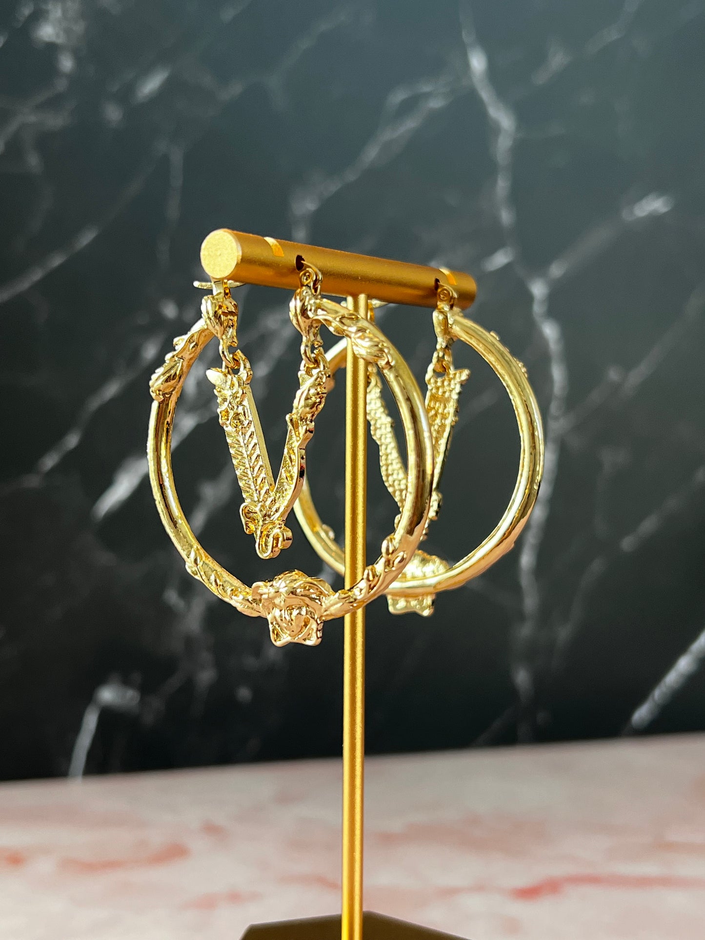 V earrings